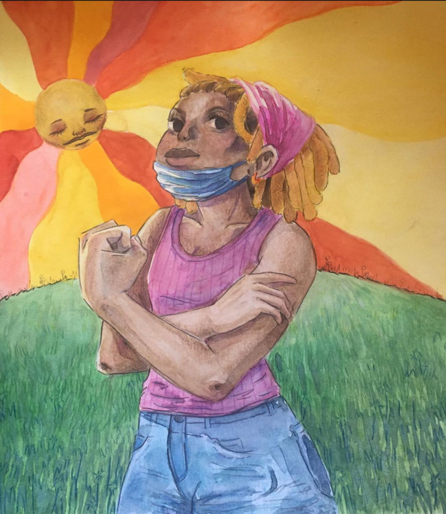 Studio Crew, Taniya Dickerson, Sharing Smiles, watercolor, gouache, colored pencil
