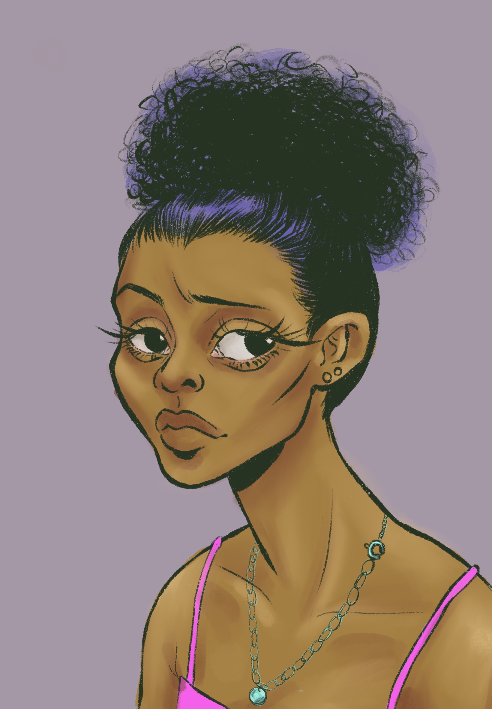 Cute Black Girl, Yara, 12" x 17", digital painting, Feb 2021
