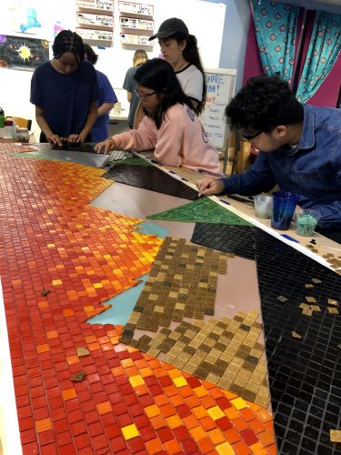 Black Hill 2019 Studio Crew working on color gradients and andamento style