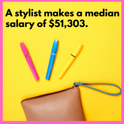 Image of colorful background and pens describing stylist careers